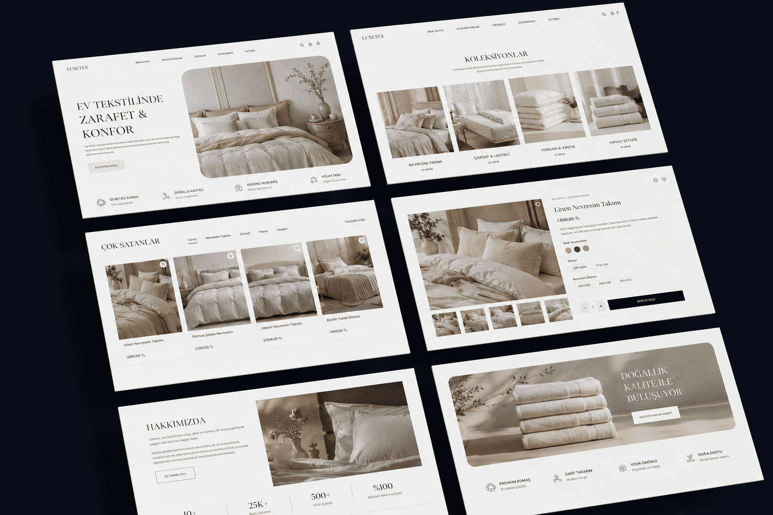 Ev Tekstili Web Sitesi — UI/UX tasarım mockup